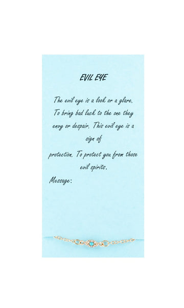 write a message  "EVIL EYE" / bracelet with stones