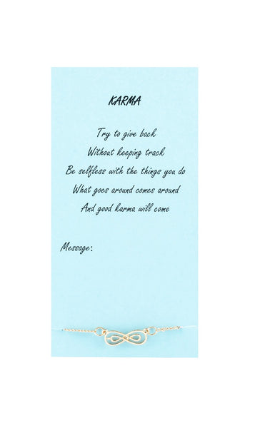 write a message-bracelet "KARMA"